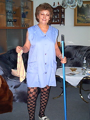 Mature housemaid getting naked and dirty