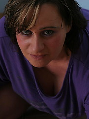 Fat mature touching her round boobs
