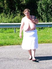 Flashing mature BBWs with big and average breasts