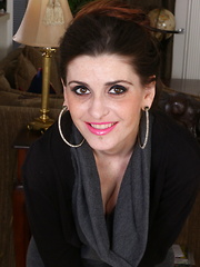 hairy American housewife playing with her toys